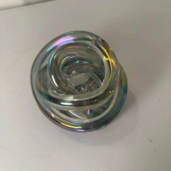 Stunning Murano Twisted Clear Rope Knot Art Glass Paper Weight Sculpture Vintage - Picture 2 of 6